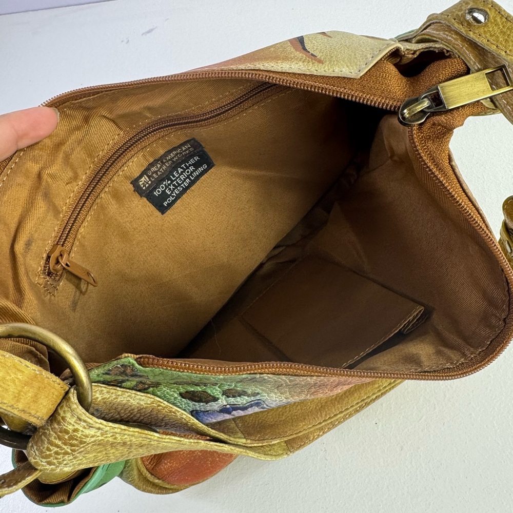 Great American Leatherworks Floral Buttery Leather Hobo Bag - Picture 8 of 8
